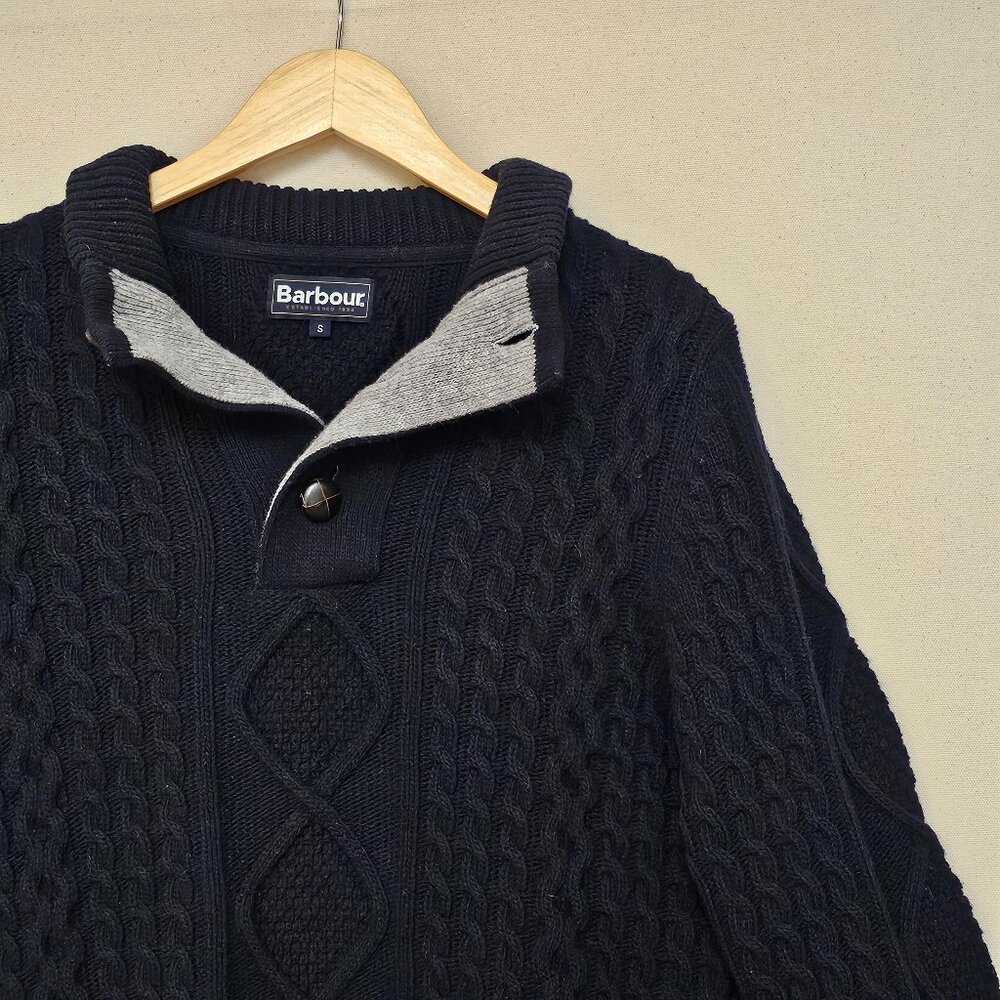 Barbour Half Button Heavy Wool Sweater S